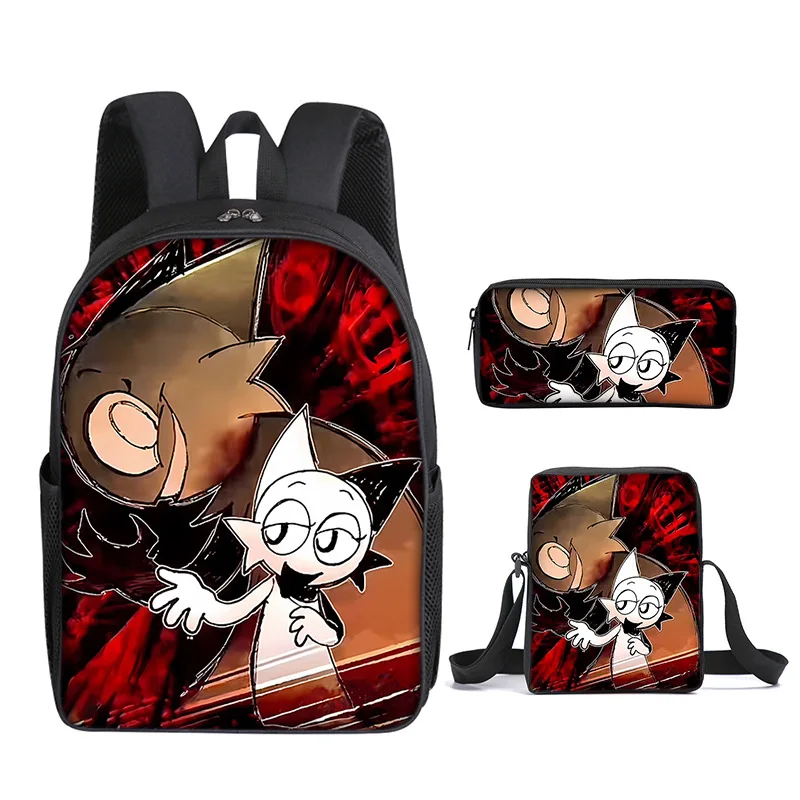 

Hip Hop Popular Funny Sprunki 3D Printed 3pcs/Set pupil School Bags Laptop Daypack Backpack Inclined shoulder bag Pencil Case