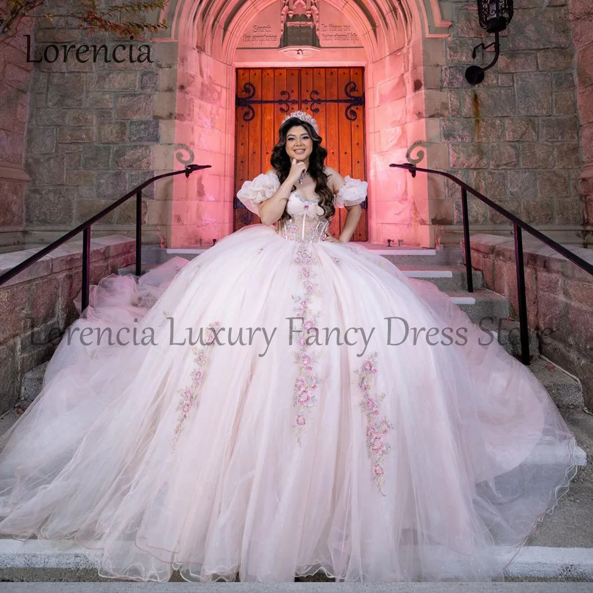 

Pink 2024 Quinceanera Dress Ball Gown Tiered Lace Applique Beading Mexico Sleeveless Corset Sweet 16 Formal Vestidos De 15