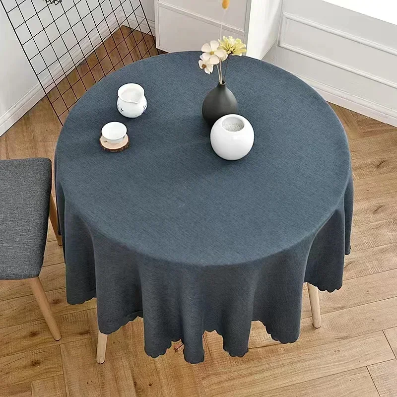 Mantel redondo de lino y algodón, mantel liso de 90-180 cm de diámetro para el hogar, comedor, té, Obrus Tafelkleed, mantel de mesa