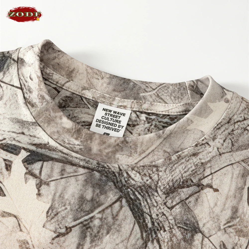 ZODF العصرية 2026 الصيف رجل التمويه الطباعة تي شيرت للجنسين شارع العليا 240gsm الرياضة سريعة الجافة تي شيرت الشارع الشهير HY1176 #3