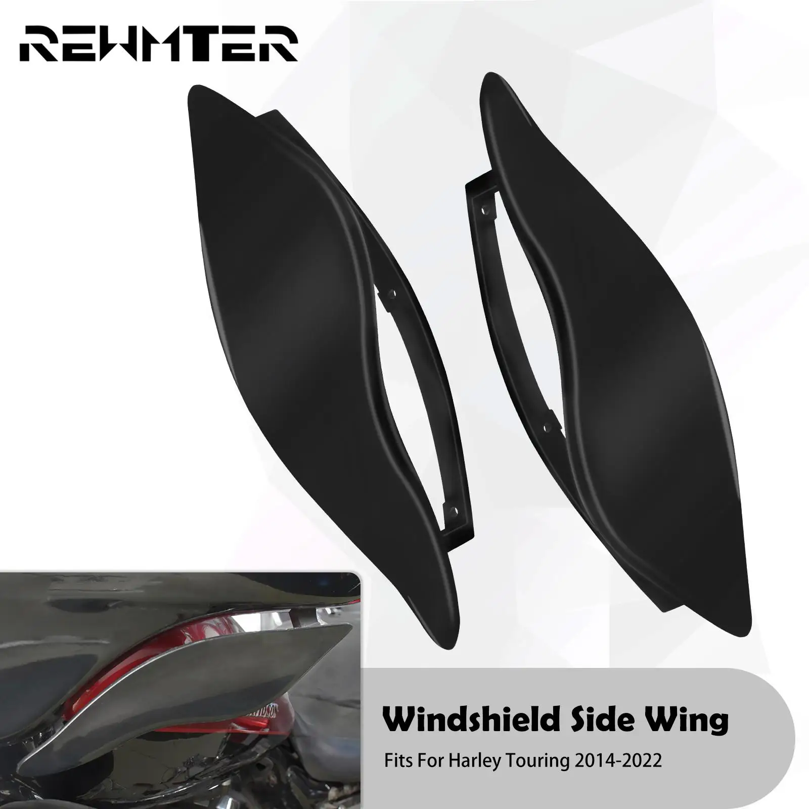 

Motorcycle Windscreens Side Wing Windshield Air Deflector Adjustable For Harley Touring Road Electra Street Tri Glide 2014-2023