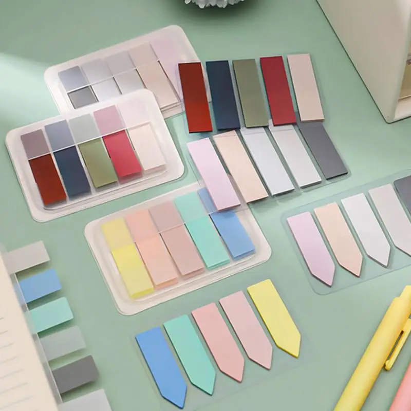 100pcs/set Self-adhesive Sticky Note Colorful PET Notepad Books Page Marker Label Index Sticker Bookmark Stationery Memo Pad