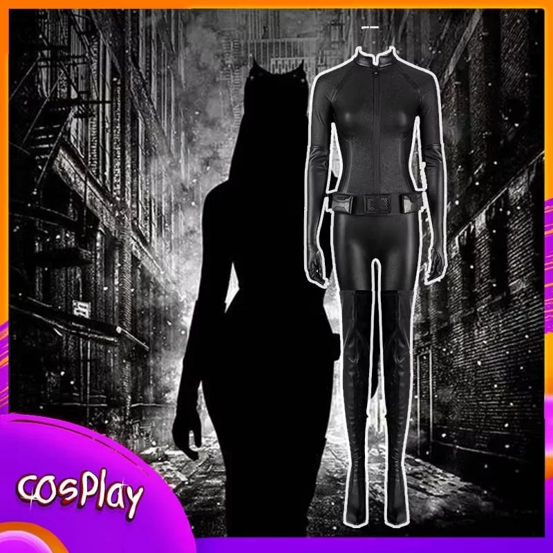 Batman Cat-Woman Cosplay Costume Cos Selina Kyle Jumpsuit Halloween Comic-Con Party Carnival Comic-Con Props Cos Bodysuit Gift