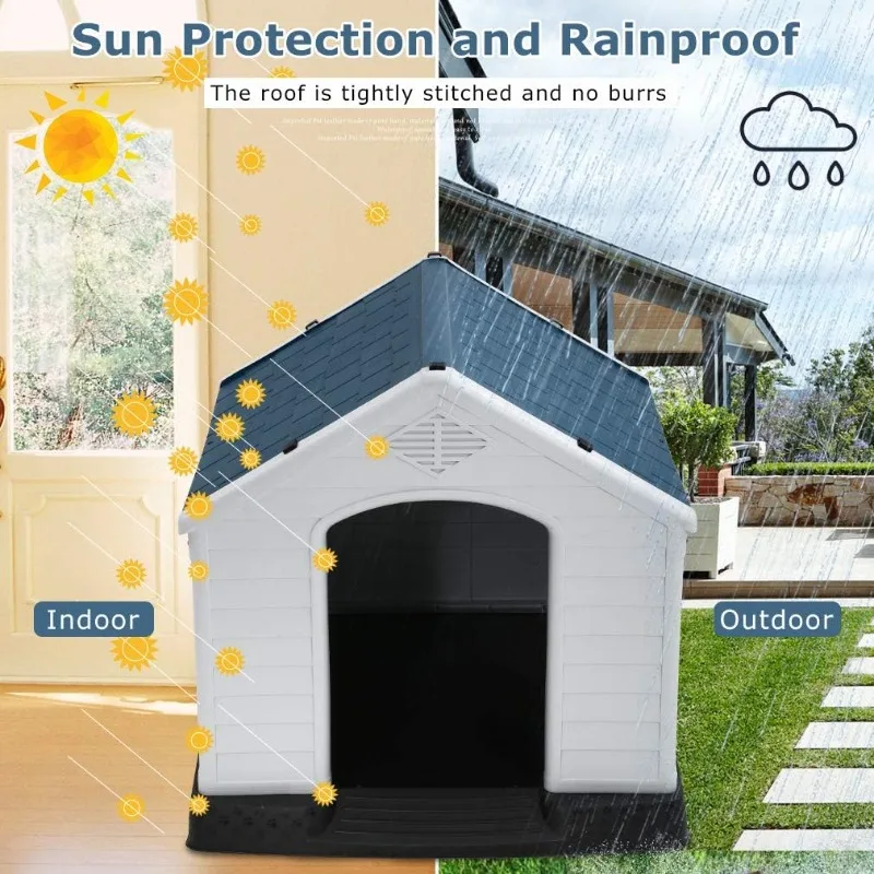 BestPet Dog House Indoor Outdoor Insulated Kennel Durable Plastic Dog House for Small Medium Large Dogs Weather &Water Resistant