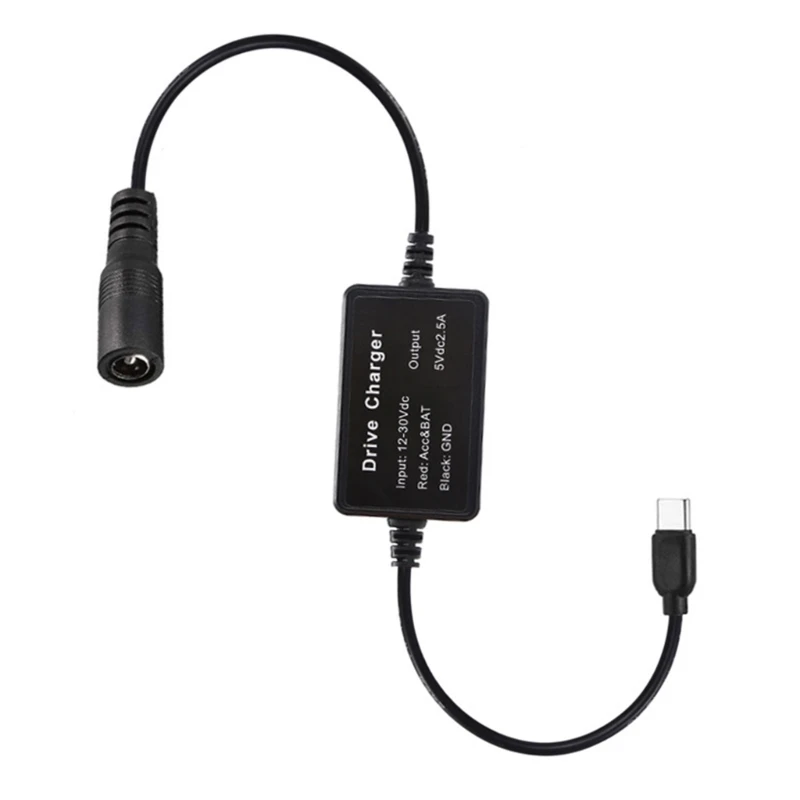K3NB Quality PVC DC5.5x2.1 To USB C Power Cord 9V/12V/24V DC5521 to USB C Converter Cable 12V 30V Input 5V 2.5A Output