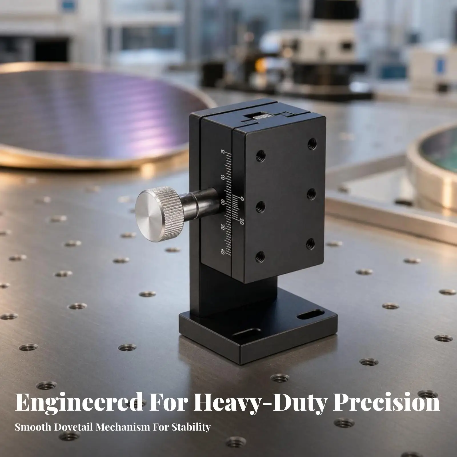 Manual Translation Stage Aluminum Alloy Dovetail Linear Sliding Table with Handwheel Fine Adjustment for Lab Equipment Mounting