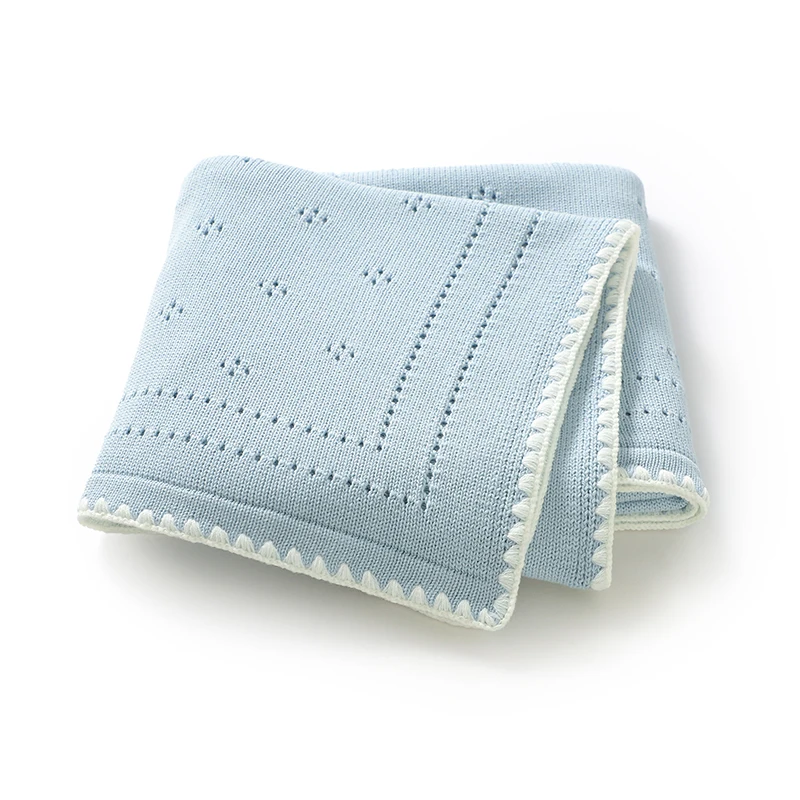 綿ベビーブランケットニット新生児男の子女の子ベッドベビーベッドキルト-100-80-センチメートル幼児ベビーカーおくるみファッション固体フリルチェック柄ラップソフト