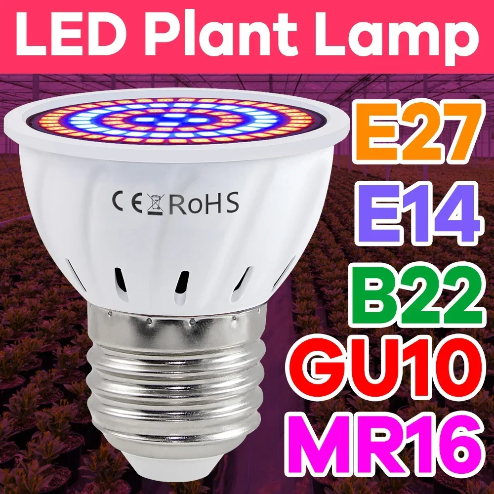 Plant Grow Light 220V LED Bulb E27 Full Spectrum GU10 Hydroponic B22 Seeds Cultivation Lamp MR16 Succulent E14 Growth Lighting