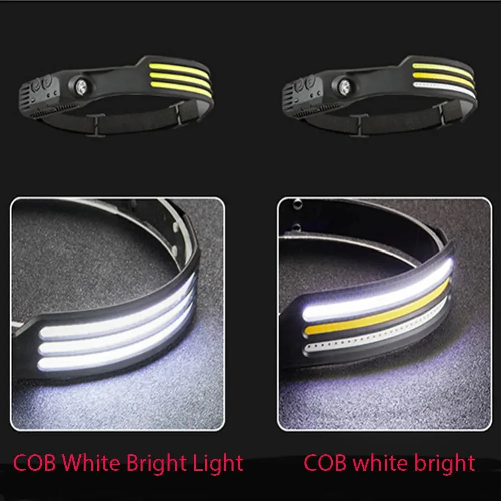 COB LED Waving Induction Headlamp Portable Camping Headlight  Motion Sensor Head Lamp USB Rechargeable Waterproof Flashlight