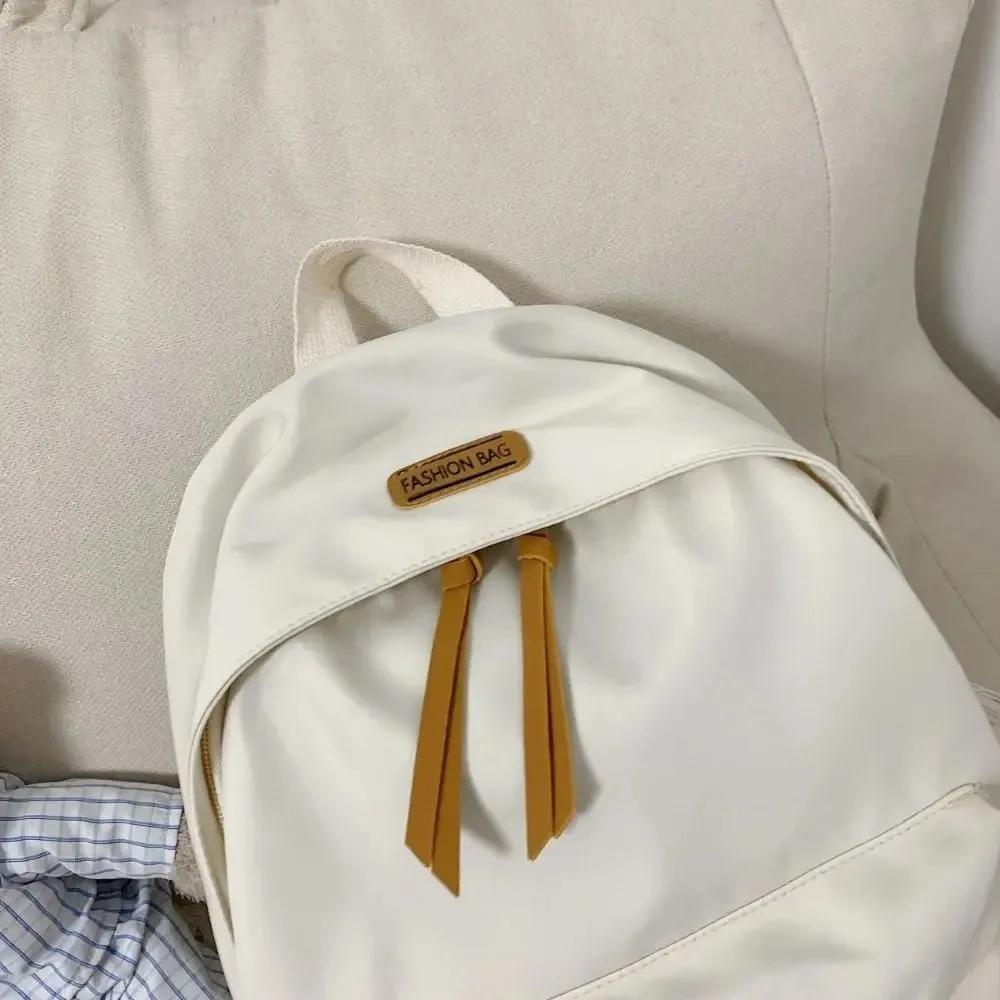 Durable Solid Color School Bag Fashion Nylon Large Capacity Bag Casual Simple Student Backpack Study