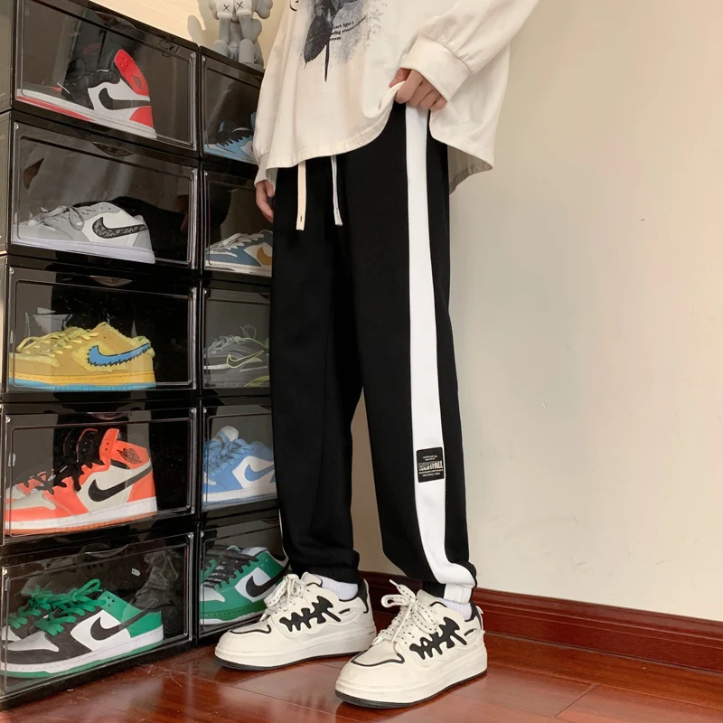 

Спортивные повседневные брюки свободного кроя для мальчиков-подростков в американском ретро-стиле, весенне-осенние свободные спортивные штаны, молодежные динамичные брюки