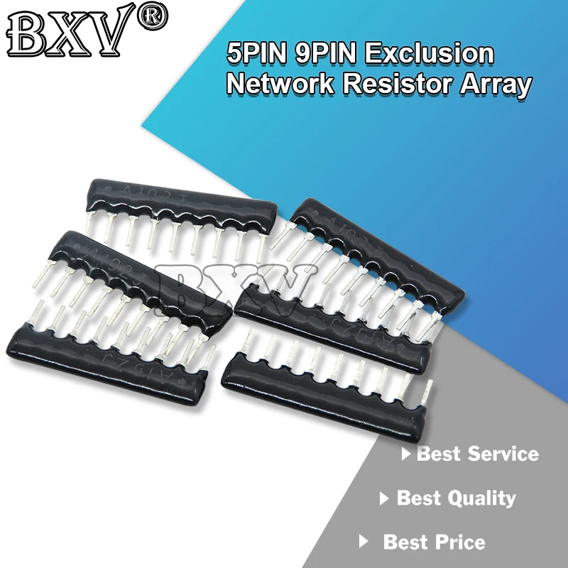 10PCS Exclusion Network Resistor Array DIP 5Pin 9Pin 100 220 330 470 510 680 1K 1.2K 1.5K 2K 2.2K 3.3K 4.7K 10K 100K Ohm