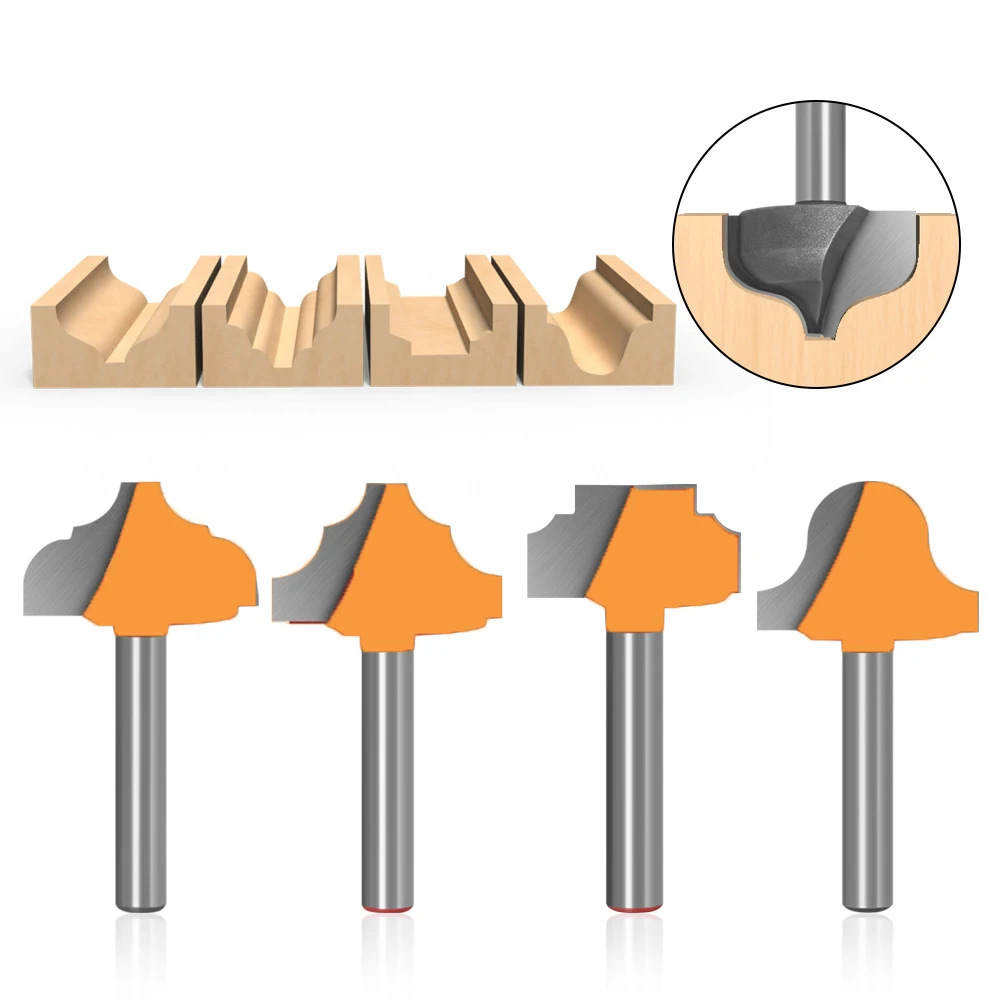 Cortador de fresado de vástago de 6MM, broca de cuchillo de encaje de tallado de extremo abierto, inserto de carpintería 3D, broca de enrutador CNC