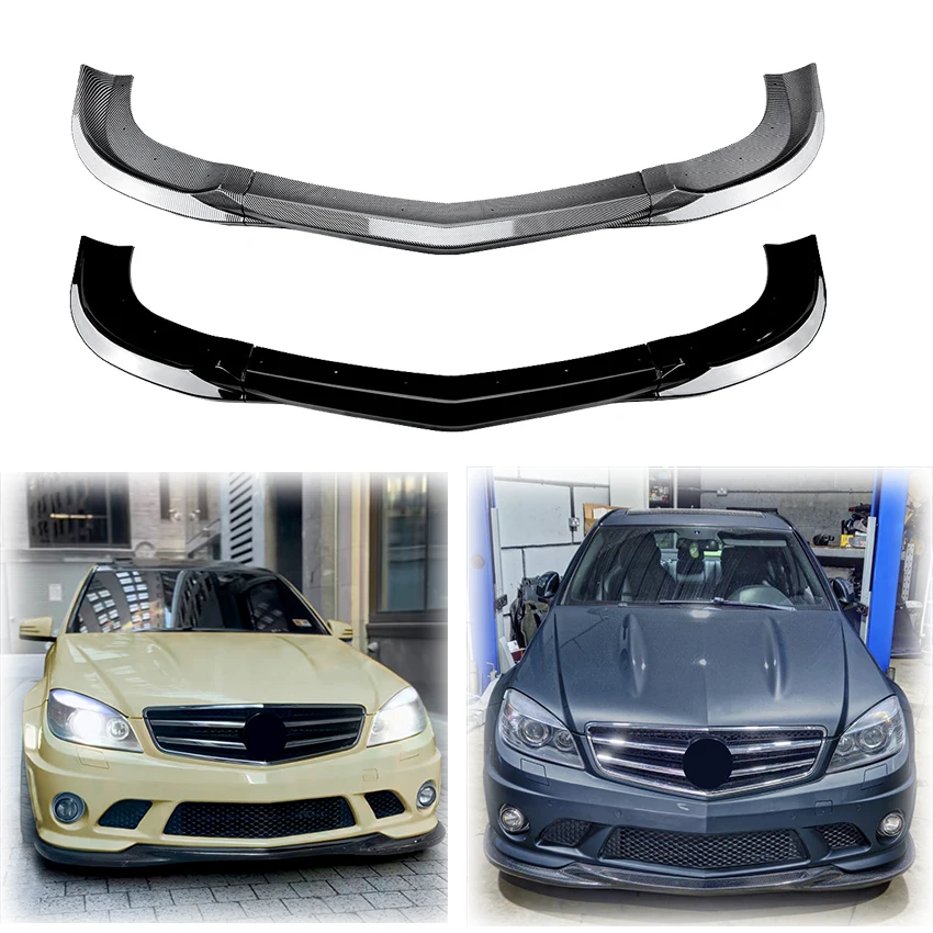 

2007 To 2010 For Benz C Class Sedan C63 W204 AMG Car Front Bumper Spoiler Splitter Lip Lower Guard By ABS Body Kit Gloss Black