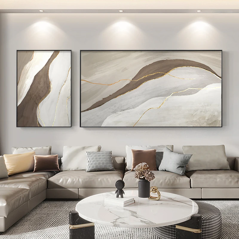 

Minimalist Abstract Canvas Poster Black Line Art Beige Grey Shape Painting Modern Nordic Simple Wall Decor for Living Room Decor