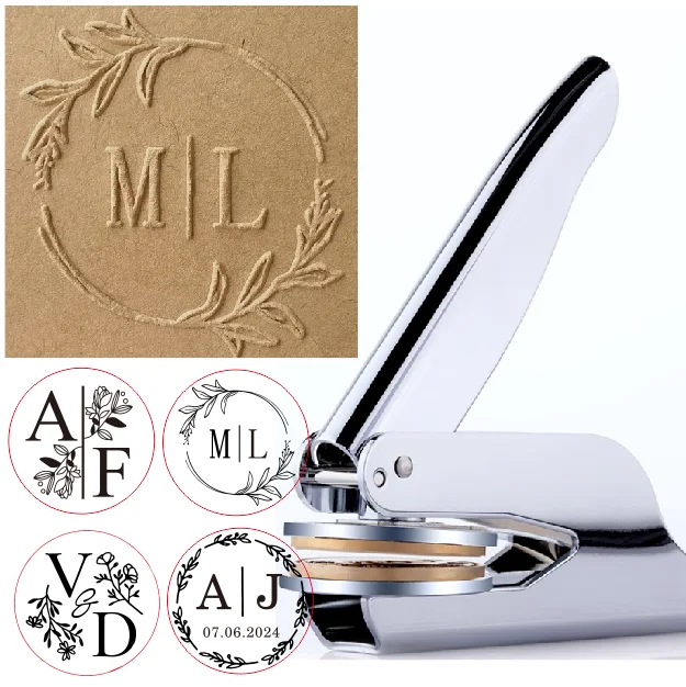 Customize Embossing Stamp Wedding Monogram Embosser Stamp,Personalized 2 initials Embosser Stamp,Wedding gift,hand held embosser