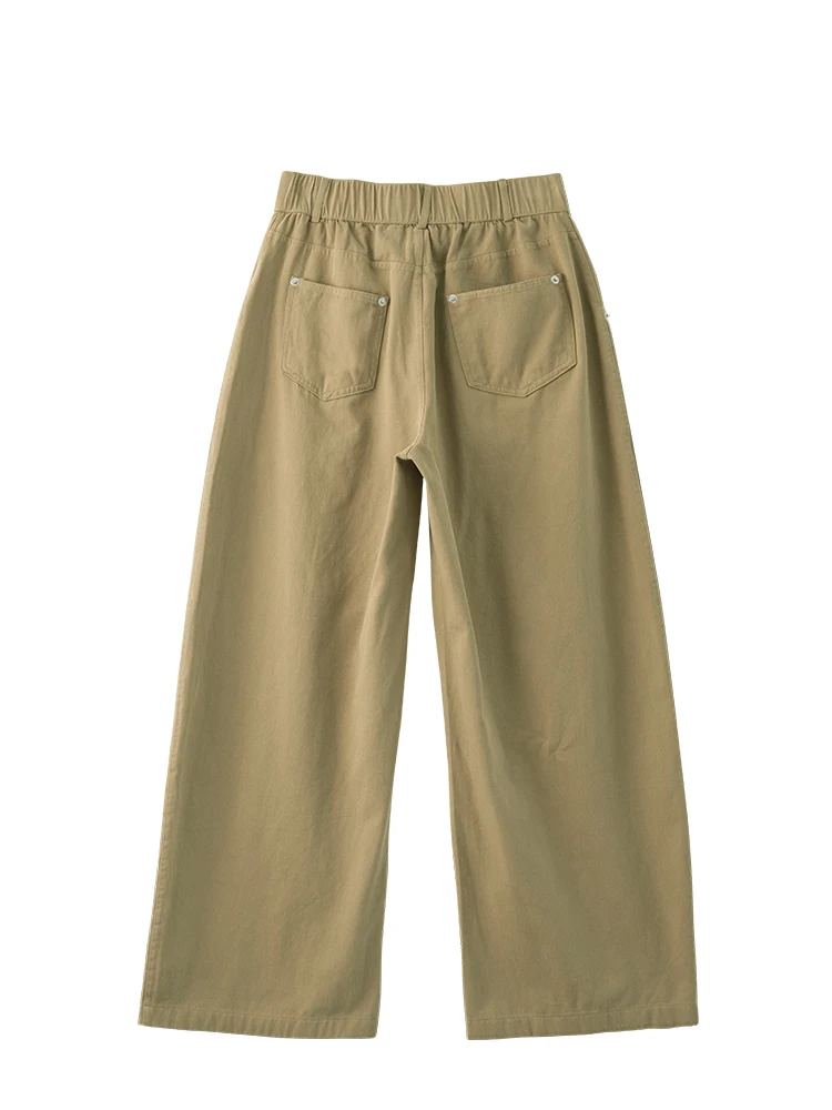 レディース 2025 秋冬 100% コットン ワイドレッグパンツ ハイウエスト カーブヘム 着痩せ効果 多用途 カジュアル