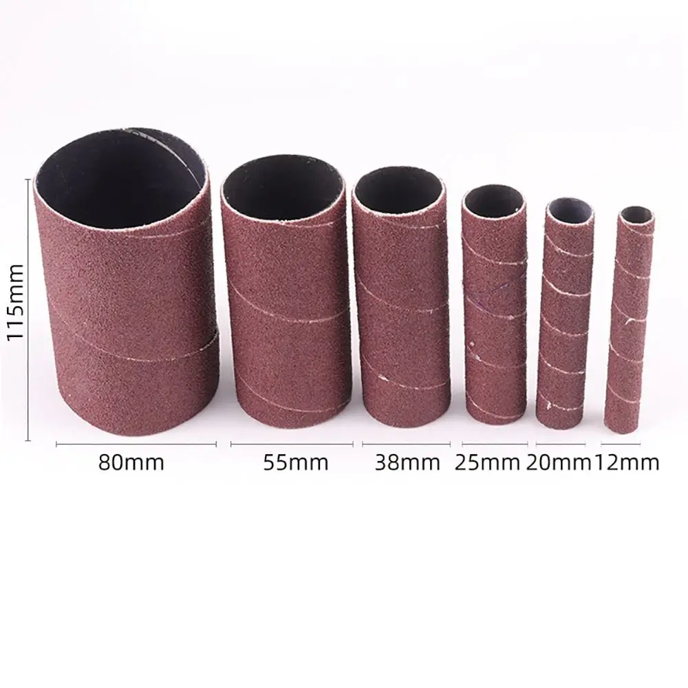 6pcs Accessories Universal Spindle Sander Sleeves Polish 80# Sandpaper Sleeves Durable 120# Sanding Drum Kit