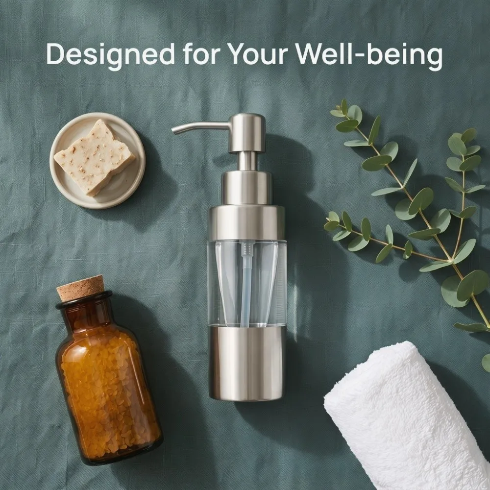 Stainless Steel ABS Soap Dispenser with Pump Silver Lotion Dispenser Wear Resistant Wide Opening Liquid Soap Dispenser