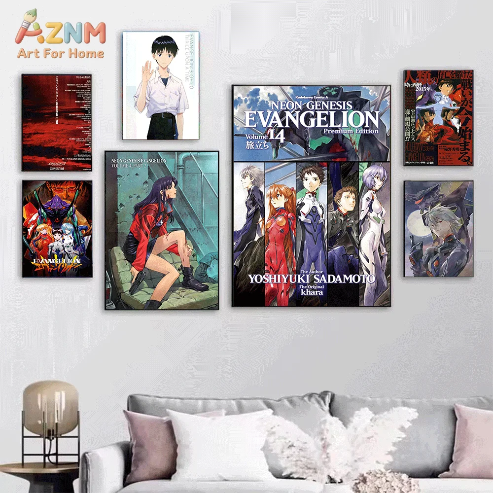 AZNM Neon Genesis Evangelion Canvas Wall Print Single Unframed Anime Poster Ayanami Rei Misato Asuka Shinji Kaworu EVA Mecha M