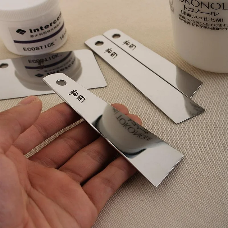 Spiegelpolierschaber aus Edelstahl, Kleber, Bettoberflächenbehandlungsmittel, handgefertigtes DIY-Lederformblatt