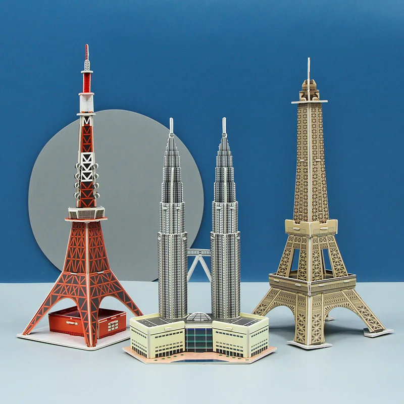 3D Paper Card World Famous Architectural Models Puzzle Handmade DIY Assembly Developmental Toys for Boys Gift