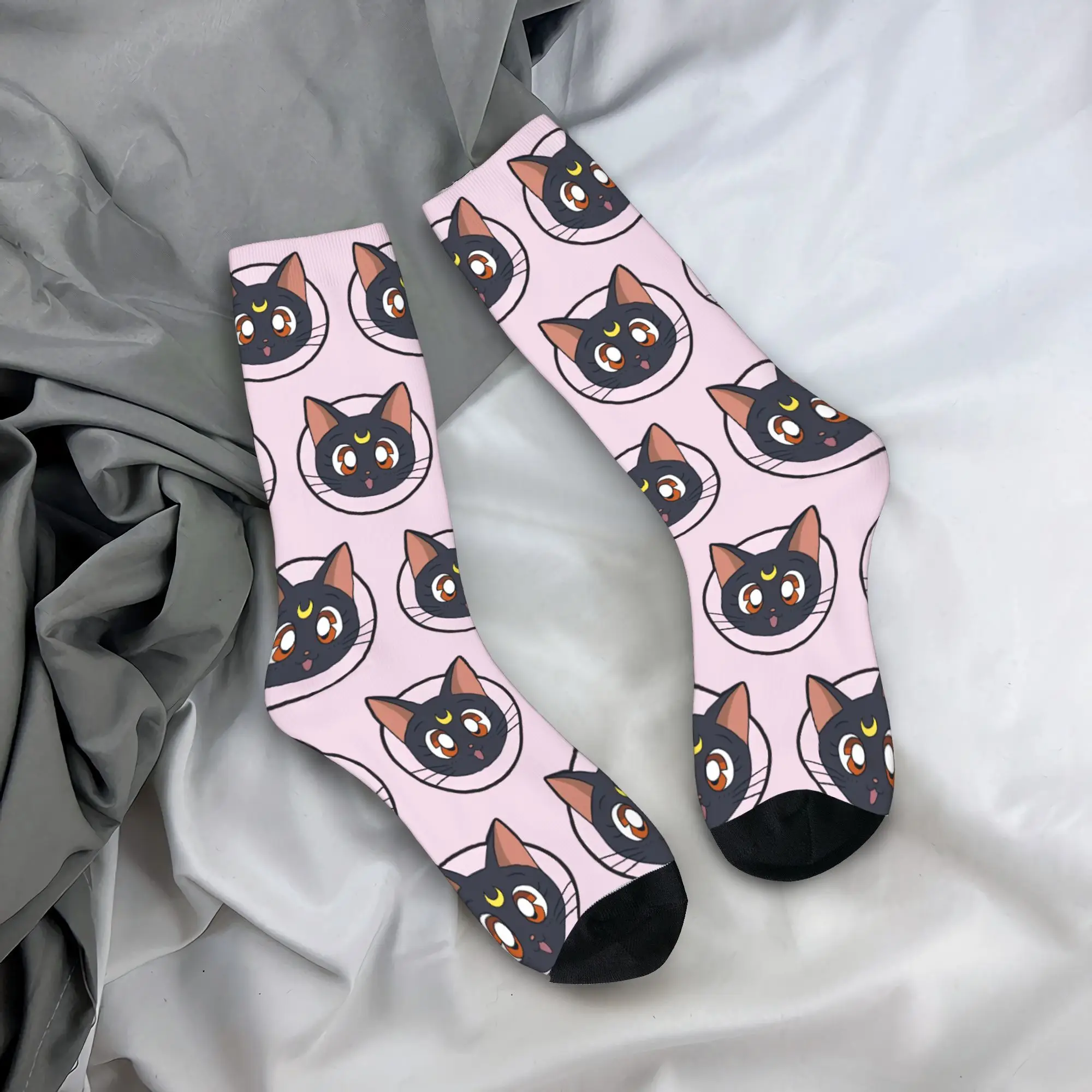 Calcetines unisex de moda Sailors Moons Luna niñas anime Mercancía Calcetines de vestir acogedores que absorben el sudor