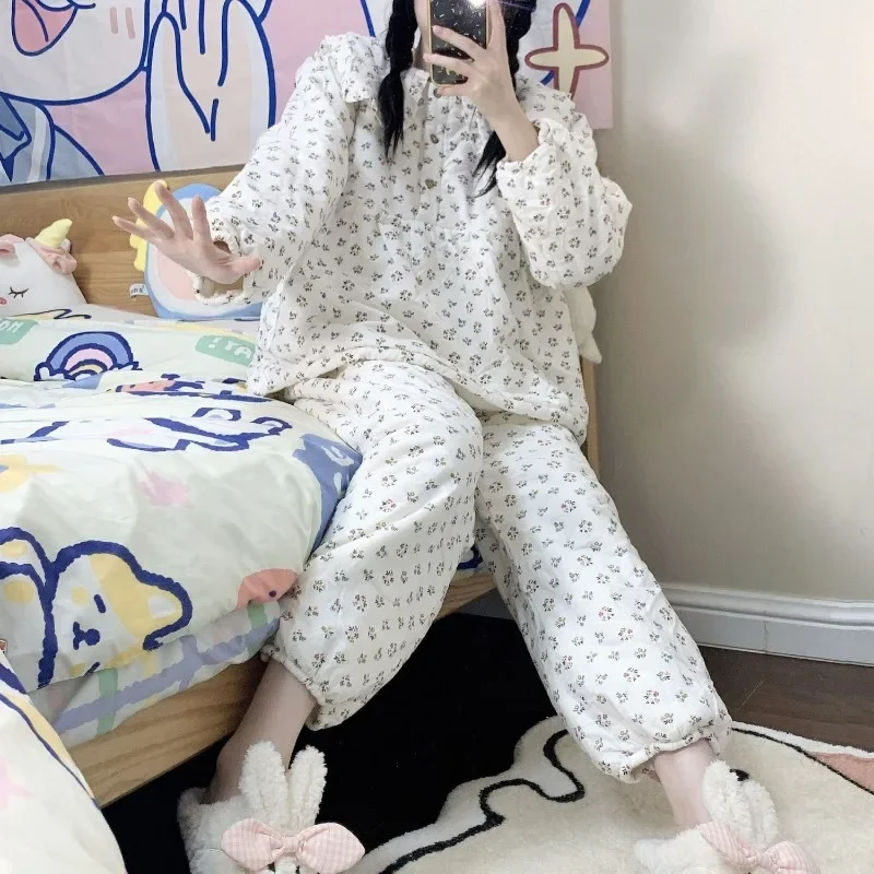 2023 New Fat Mm Extra Large Lilac Doll Collar Plush Thickened Pajamas Women's Home Fur Set for Fashion Soft Cozy Outwear