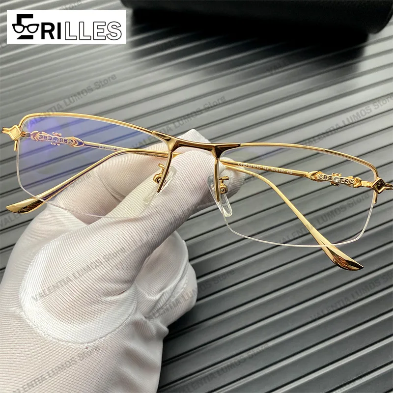 مكافحة نظارات الضوء الأزرق مزاجه خفيفة للغاية نصف إطار رجال الأعمال والنساء نظارات يمكن مطابقة مع قصر النظر