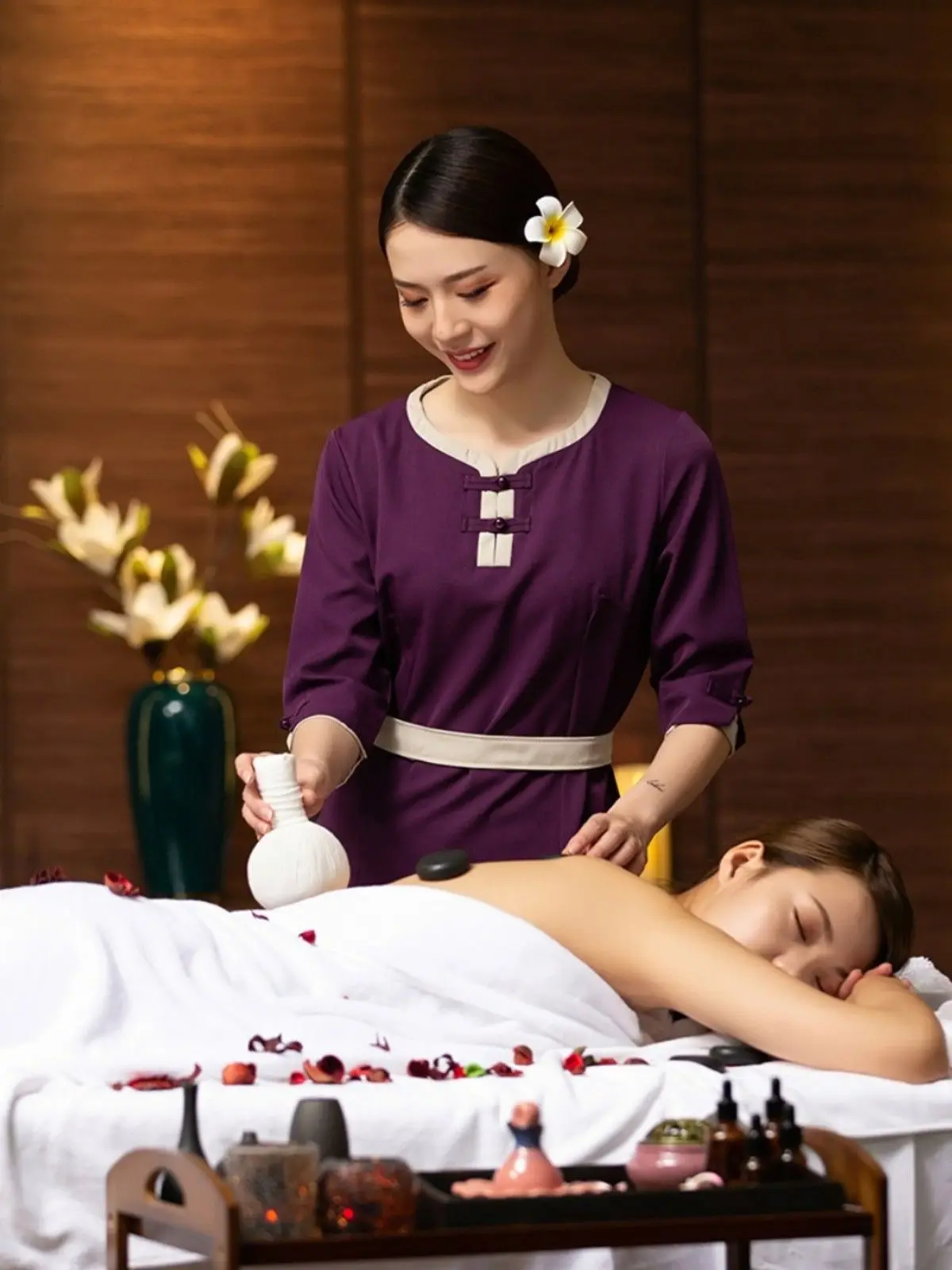 مجموعة بدلة فني صحي لساونا حمام القدم للسيدات من سبا تايلاندية