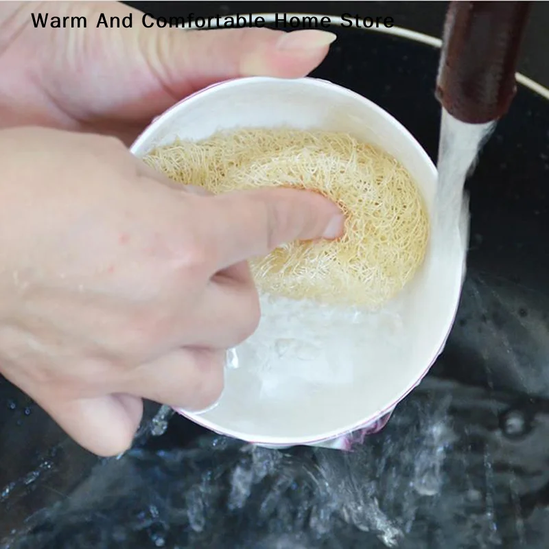 

【SE】Natural Loofah Luffa Sponge Biodegradable Strong Cleaning Sponge Long Non-stick Dishwashing Artifact Pot Brush Dish Towels