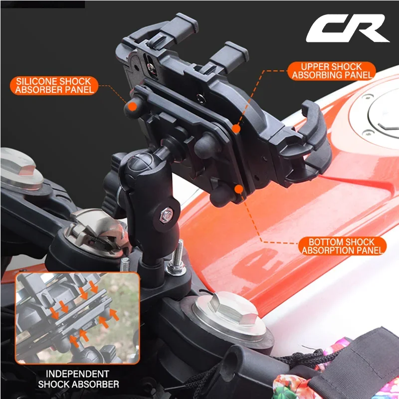 New Metal Motorcycle Phone Holder ForHonda CR80R CR85R CR125R CR250R CR 80R 250R 2025  Free rotating shock absorber anti slip