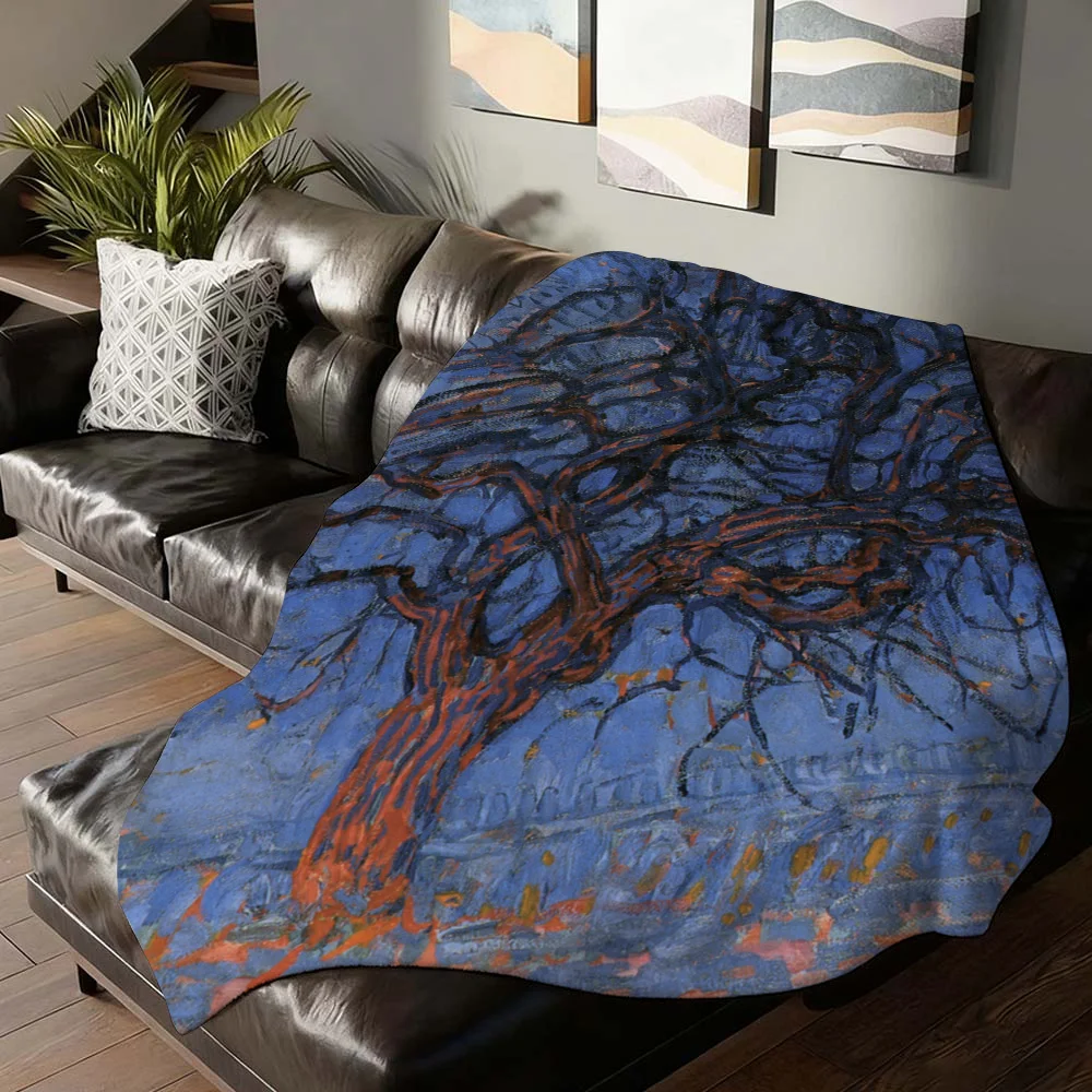 

M-Mondrians Art Blanket For Sofa Office Bed Plane Travel Sleep Read Relax Camping Soft And Warm