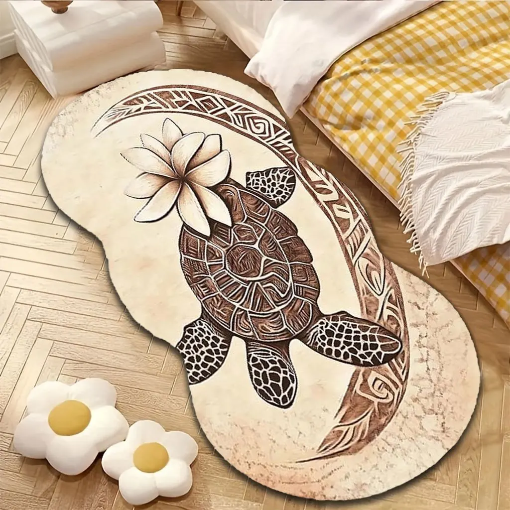 VIKAMA Feather Area Rug for Bedroom, Soft Flannel Plush Floor Mat, Anti Slip Non Fatigue Bedside Doormat, Home Decor