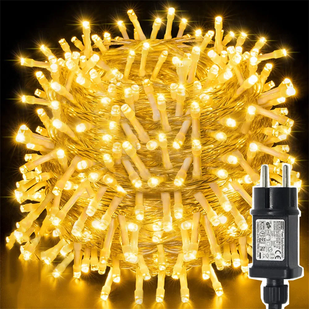 50M 100M Christmas String Light Outdoor Plug in Garland Light 8 Modes Waterproof Twinkle Fairy Light  for Tree Holiday Decor