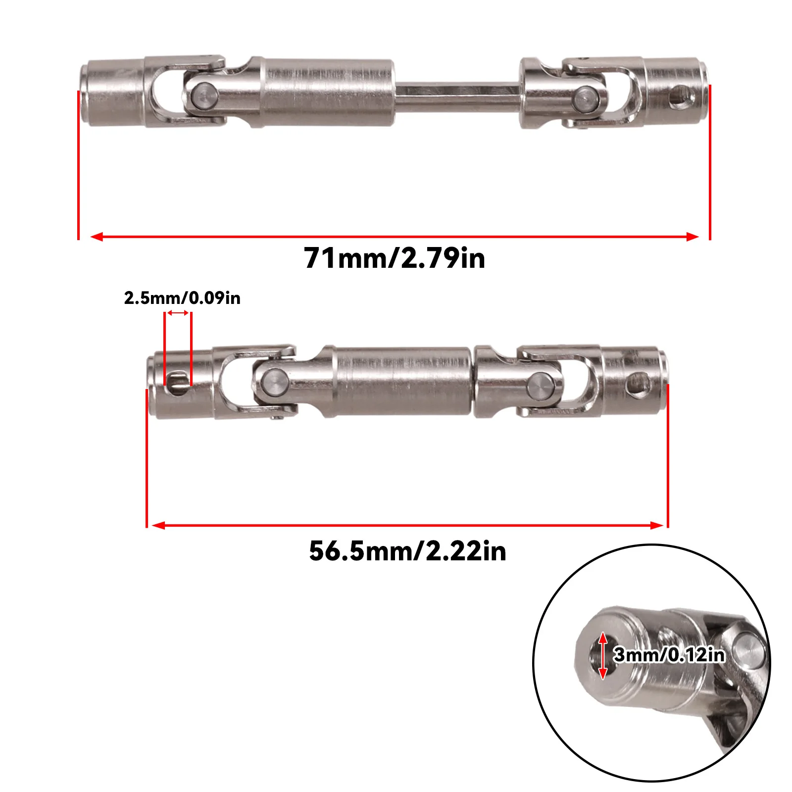 For WPL1/16 B14 B16 B24 C14 C24 C34 WPL1/10 D12 RC Car Metal Upgrade Parts Accessories Universal Joint Transmission Shaft