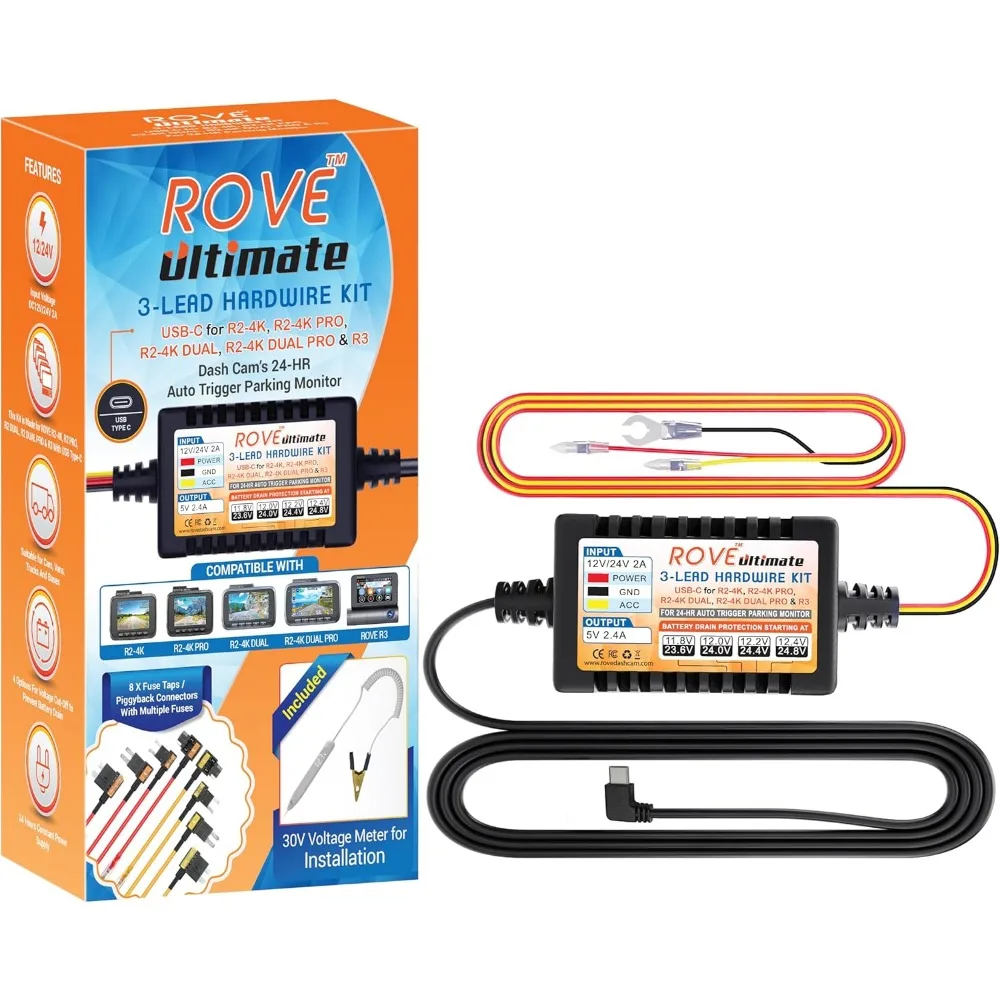 

Комплект жесткого провода ROVE Ultimate Dash Cam с портом USB-C для моделей видеорегистраторов R2-4K, R2-4K PRO, R2-4K Dual, R2-4K Dual PRO и R3,