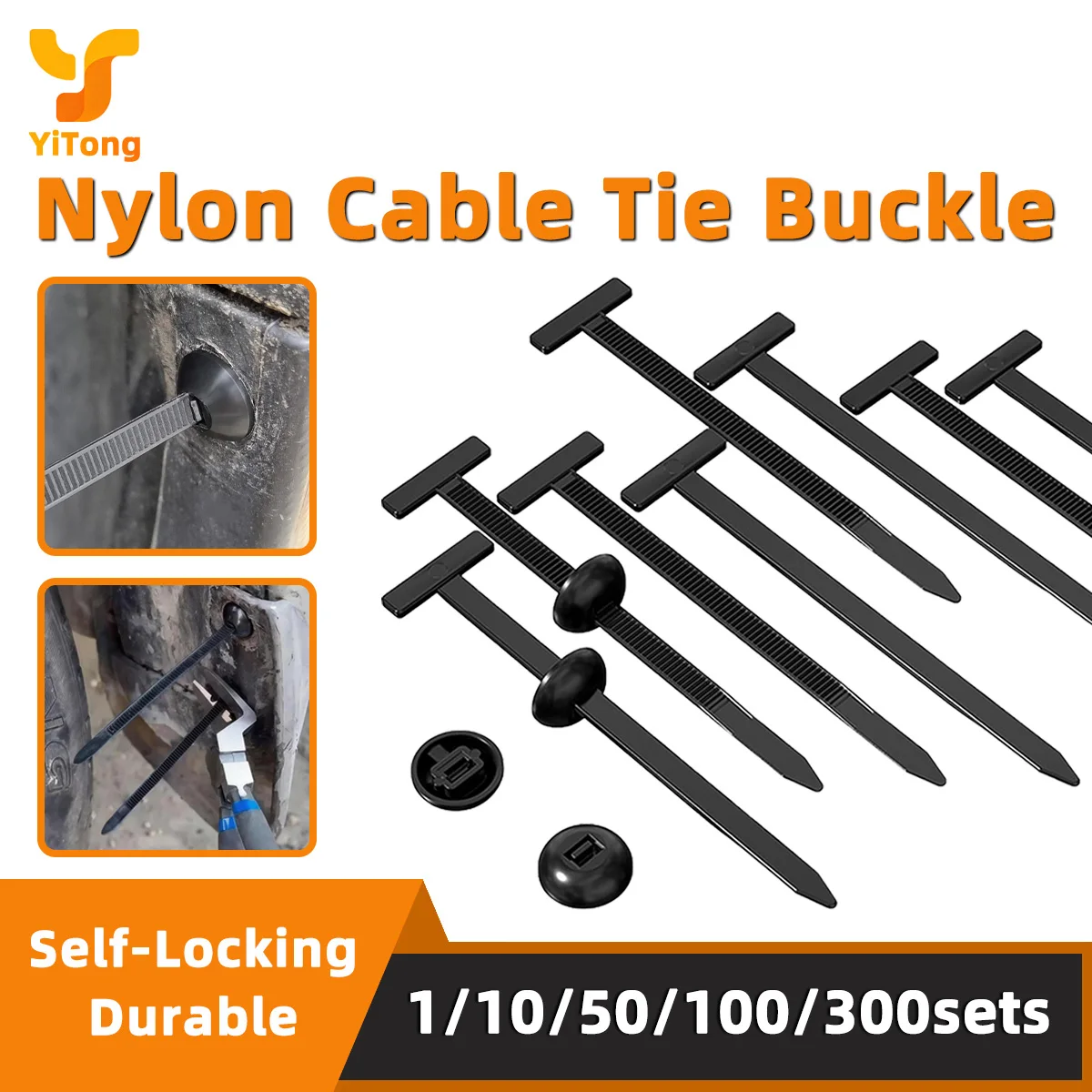Yitong 1-300SETS Nylon Cable Tie Buckle Multifunctional Self-Locking Fit For Car Inner Pipe Cable Fastener Bundle Fixed Binding