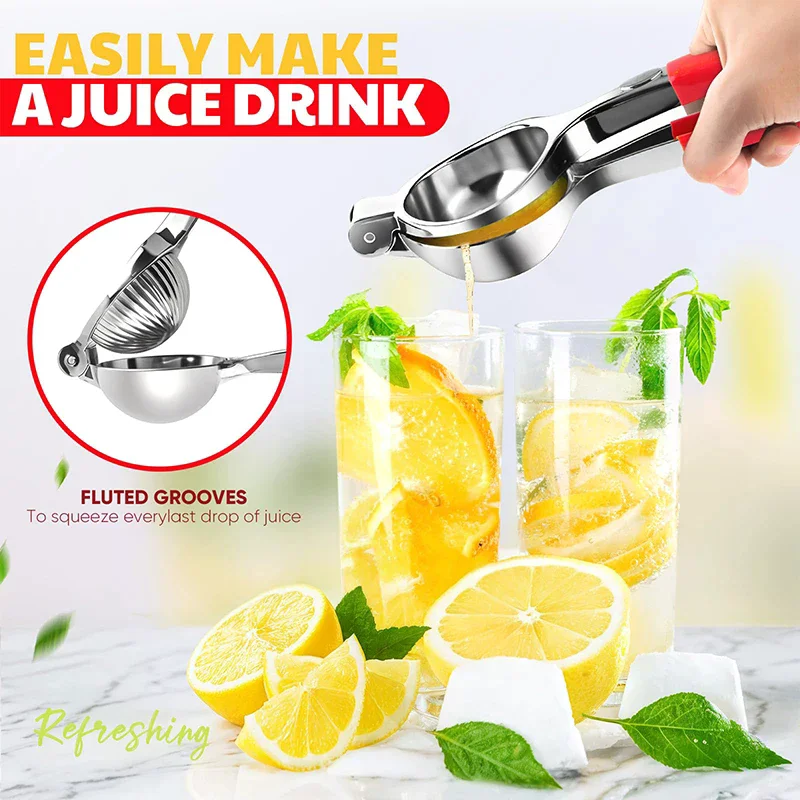 Lemon juicer made of stainless steel, oversized lemon juicer, heavy-duty manual citrus juicer with hand pressure