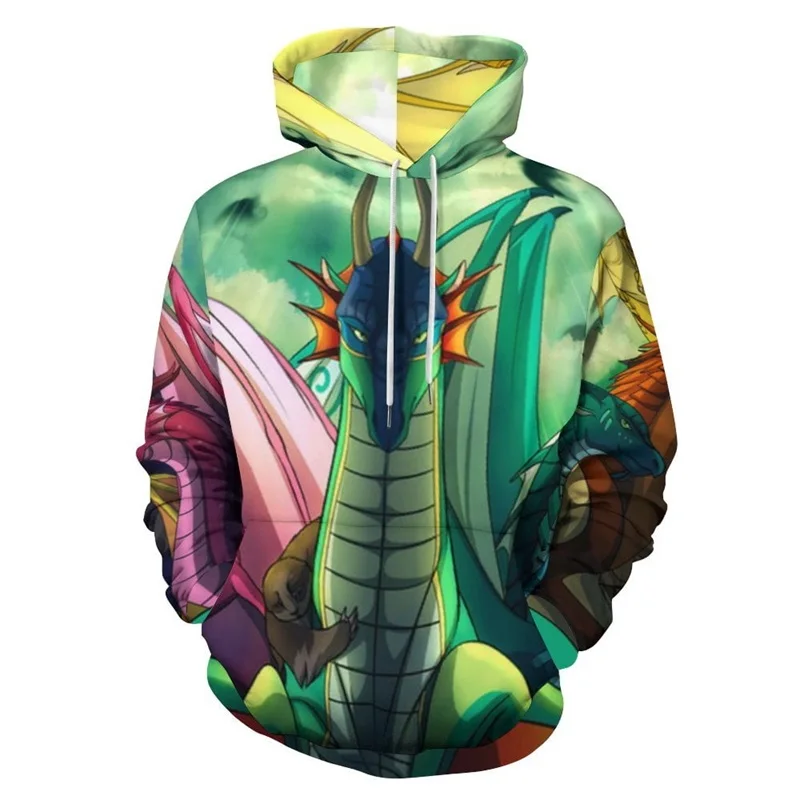 Wings Of Fire Dragon Graphic Hoodies For Men 3D Print Novelty Pullover Sweatshirts Casual Oversized Hoodie Streetwear