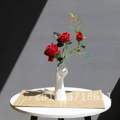 Modern Nordic Style Hand Vase Flowers Creative Floral Composition Home Office Decor Living Room Ornament Ceramics Vase