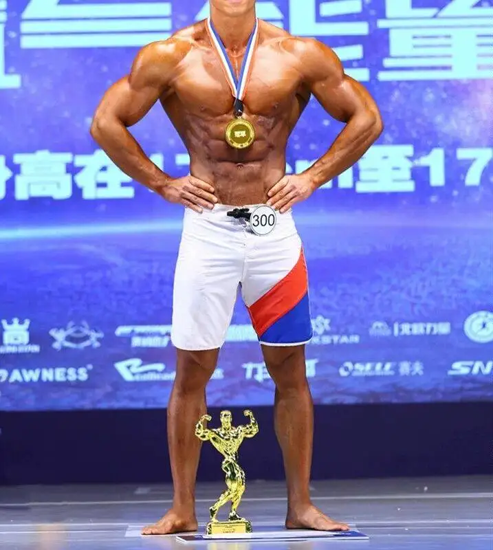 New Slim Fit Quick Dry Multi Color Mens Physique Competition Board Shorts Summer Sports Surfing Beach Swim Trunks