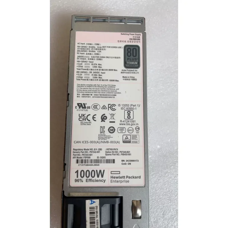 for HSTNS-PA74 P67242-001 P67240 Power Supply Unit Replacement Part Compatible with Server Hardware High Efficiency Stable
