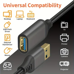 Laihonen Nylon Braided USB 3.0 남성에서 여성 고속 변속기 데이터 케이블 컴퓨터 카메라 프린터 확장 케이블 Xbox 12 최고의 판매 USB 케이블 확장 - №5