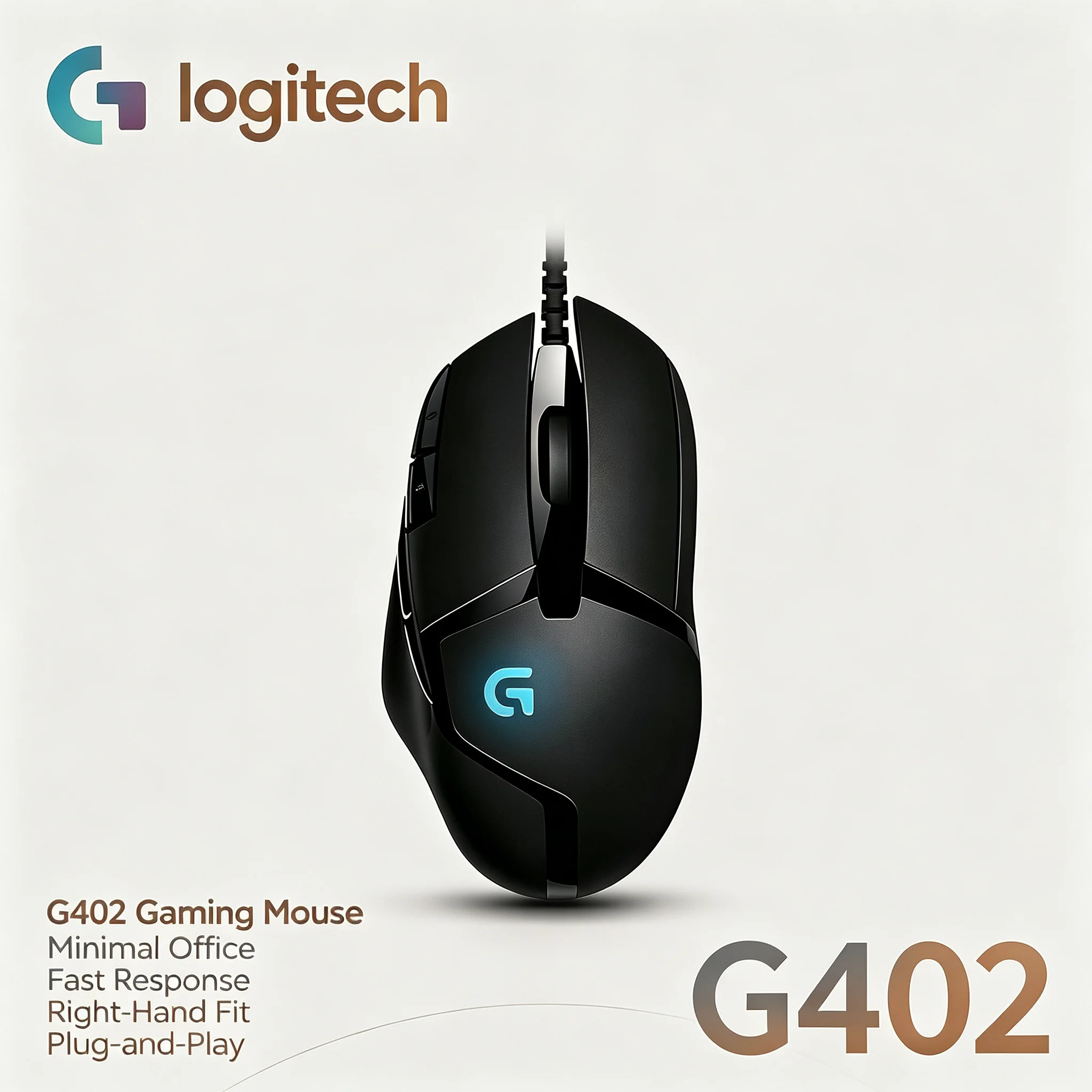 Logitech G402 Hyperion Fury Wired Mouse 8 Keys Optical Gaming Mice For Gamer