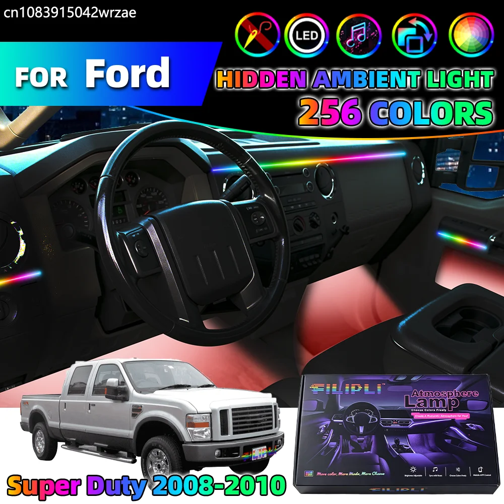 

10 in 1 For Ford Super Duty 2008-2010 Years Car Interior Ambient Lights Strips Breathing Lighting Kit App Control Auto LED strip