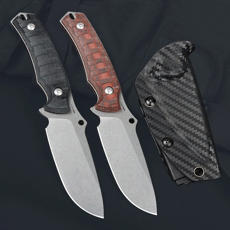 Fixed Blade Knife 14C28N steel Blade Linen handle Handle  With K sheath Outdoor camping Knife Straight Knife