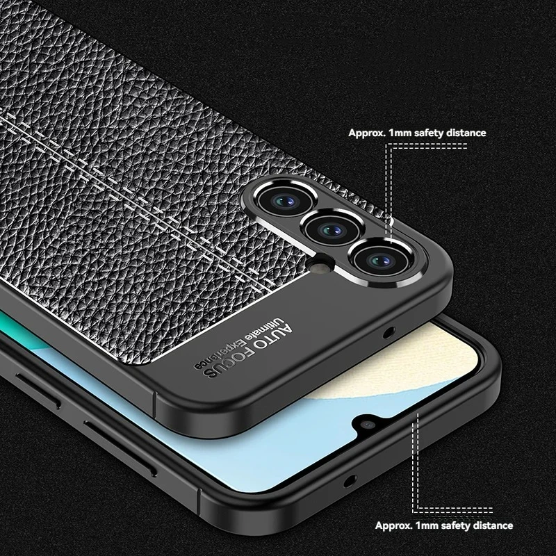 Leather Texture Silicone Phone Case For Samsung Galaxy S24 S23 S22 Ultra A15 A14 A05S A54 A34 A24 A52 A52S Shockproof Cover