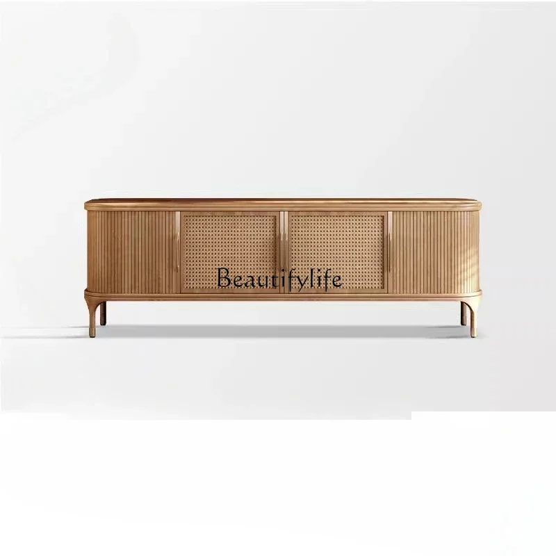 

LD6Retro rattan solid wood TV cabinet antique living room home TV cabinet