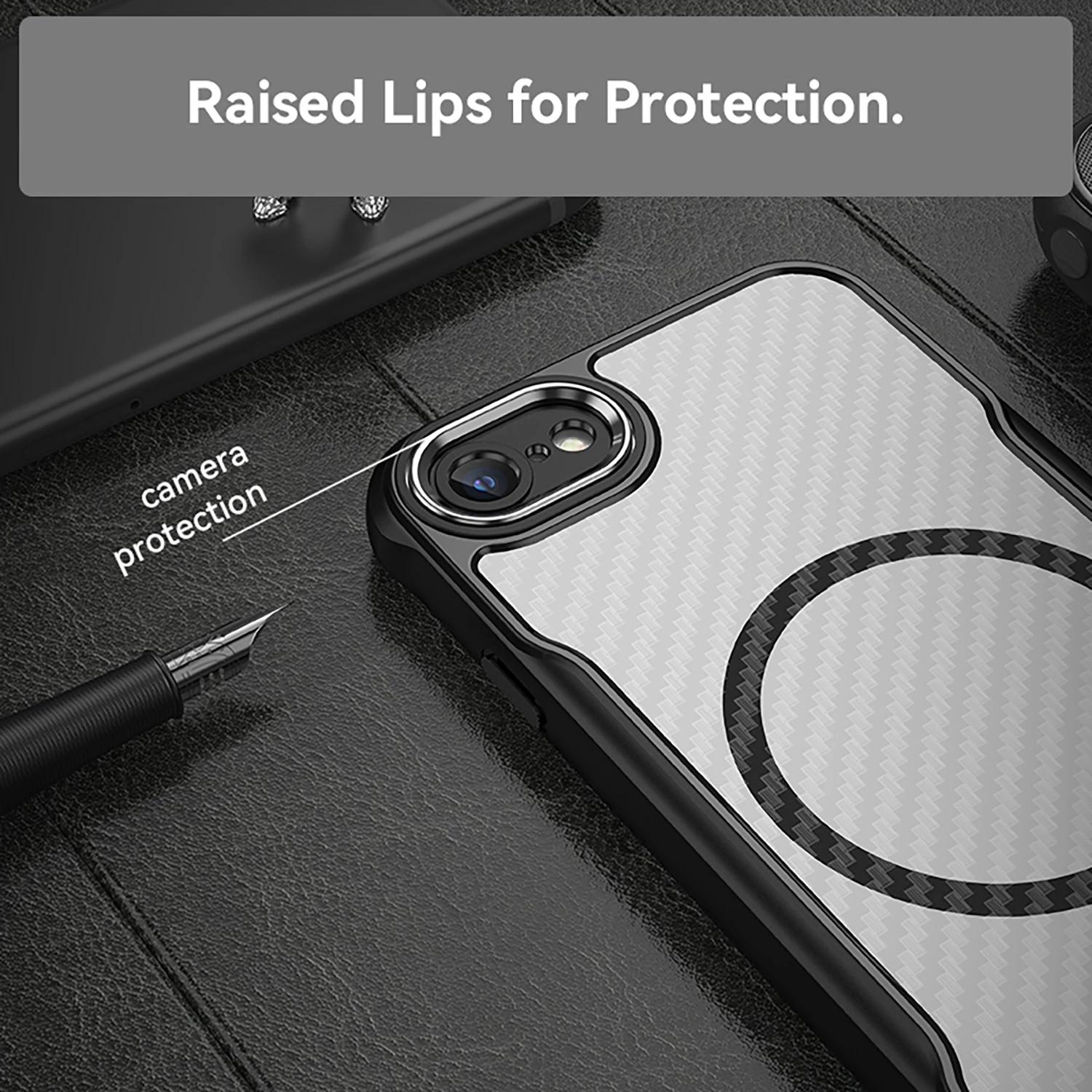 Suitable for iPhone 7 Carbon Fiber Apple 8 Magsafe Wireless Charging Case SE2 Translucent Armor iPhone SE3 Anti-drop Phone Case
